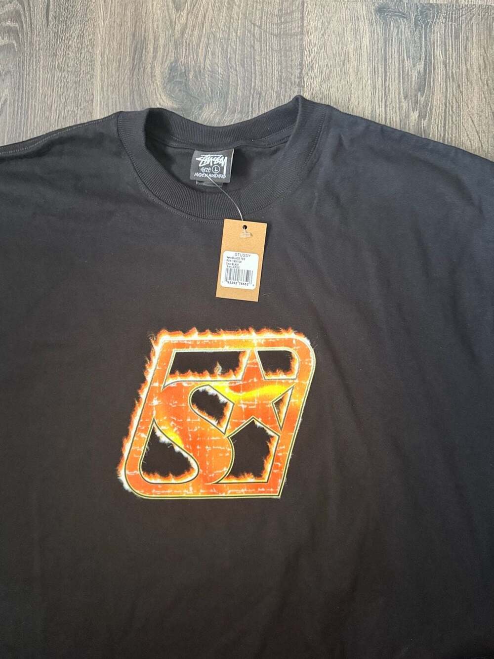Stüssy Blaze Tee Size L Black Graphic T-Shirt